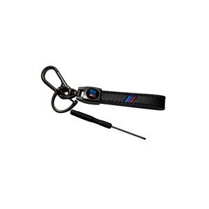 Key Chain For BMW Black Leather Car Keychain Fob Holder Clip NEW Sealed